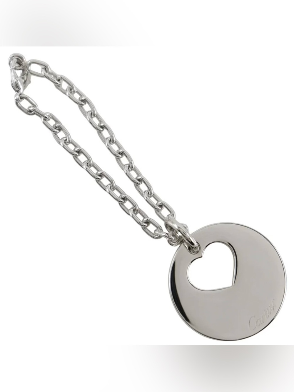 Cartier Silver Heart Cutout Pendant Necklace/Bag Charm - Women Jewelry